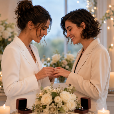 Lesbian Partners Exchange Engagement Rings