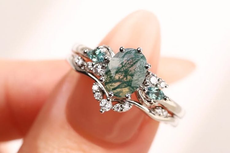 moss agate ring 146