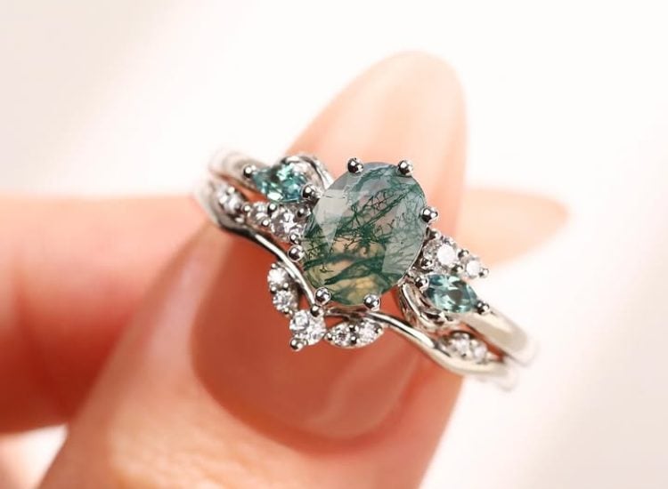 moss agate ring 146