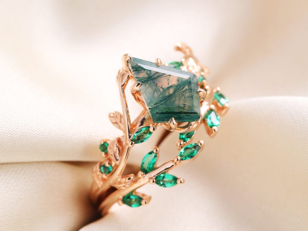 moss agate ring 1343