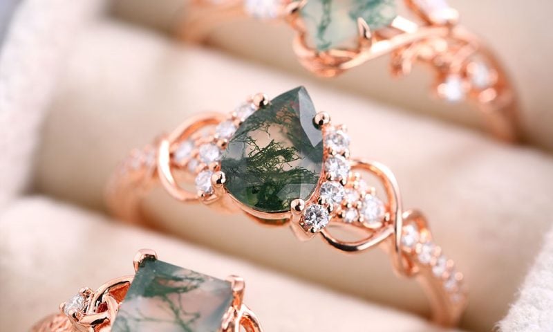moss agate rings