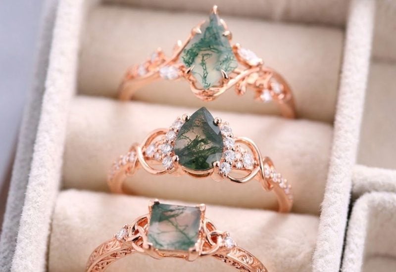 moss agate rings