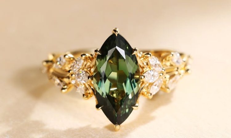 nature inspired green sapphire ring