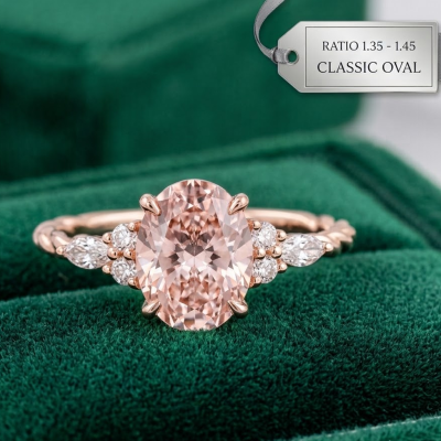 Oval Cut Morganite Engagement Ring Ratio of 1.35