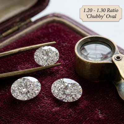 Oval Diamond Ratio Range from 1.2 to 1.3