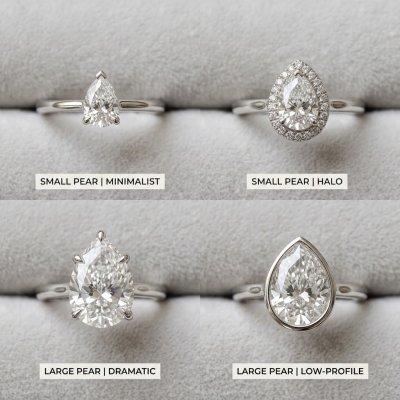 Pick the Setting for Pear Stone in Different Sizes