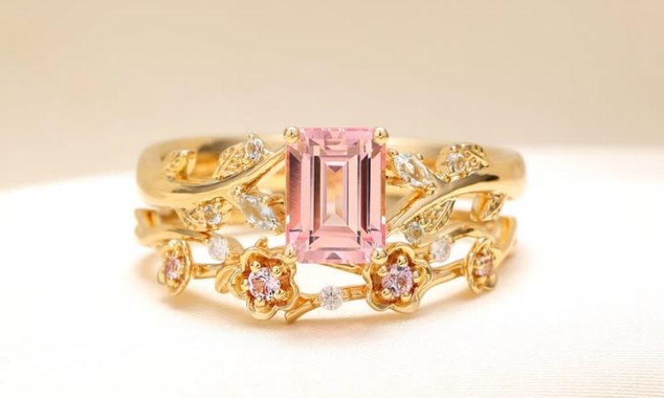 pink gemstone ring set