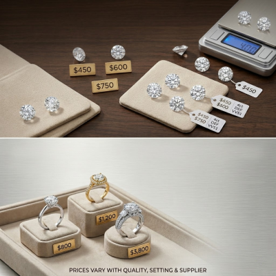 Price Ranges for moissanite Stones and Completed Rings