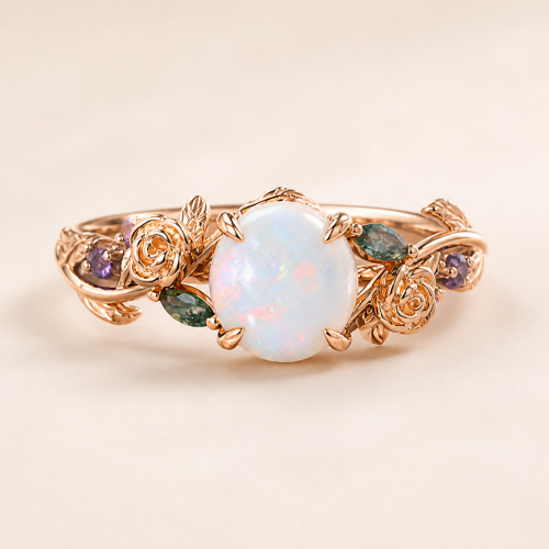 round cut natural opal ring round cut natural opal ring