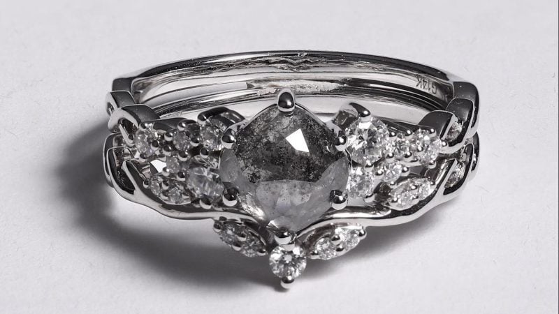 salt and pepper diamond ring set