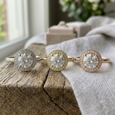 Select Metal for Moissanite Halo Rings