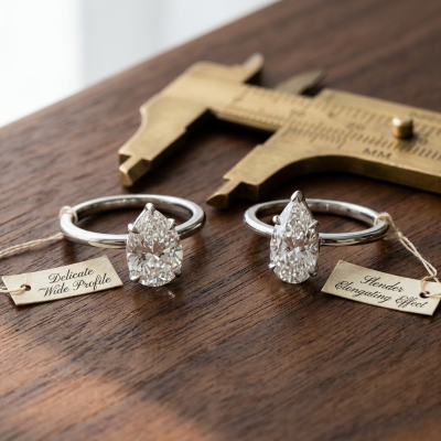 Select the Length and Width Size for Pear Stone Ring