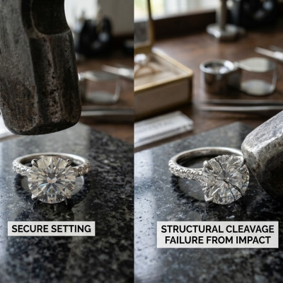Sudden Strong Impact Causes Moissanite Chipping