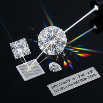 The Combination of a High Moissanite Refractive Index and Double Refraction
