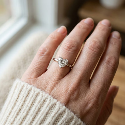 The Real Size of a 1 Carat Heart Cut Diamond on Hand
