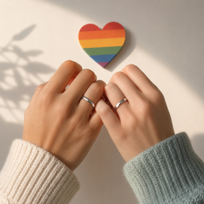Two Lesbian Engagement Rings for Equal Commitment