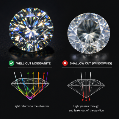Windowing Effect of Poor Cutting Moissanite